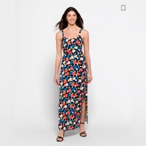 41 HAWTHORN Beatriz Maxi Dress Floral Black Side Slit Plus XXL Womens New